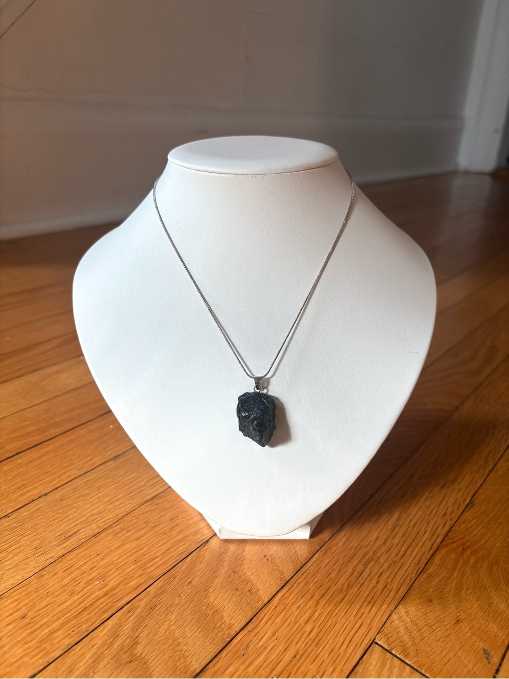 Lava Stone Pendant Necklace - Stainless Steel Snake Chain